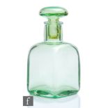 A 1960s Italian Venini green dip-moulded square-section decanter, attributed to Paulo Venini,