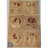 Six John Moyr Smith for Minton 6 inch tiles from the Shakespeare series comprising The Merchant of