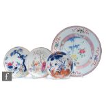 A collection of 18th Century Chinese porcelain items, to include three saucer dishes and a