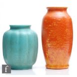 Two Pilkingtons Royal Lancastrian vases, the first shape 164 decorated with an orange and yellow
