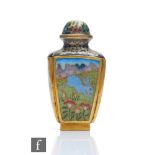 A Chinese Republic Period (1912-49) cloisonné enamel snuff bottle, the tapered rectangular metal
