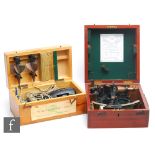 A post 1950s Husun mahogany cased sextant by H Hughes & Sons, serial no 30200, in fitted case and