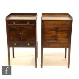 A pair of 19th Century and later tray top mahogany bedside commodes, one being a replica, each