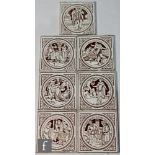 Seven John Moyr Smith for Minton 6 inch tiles from the Shakespeare series comprising Cymbeline,