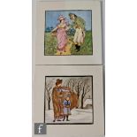 A Walter Crane for Minton 9 inch tile decorated with a lady and gentleman 'Where are you going to,