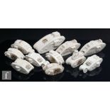 Eleven assorted early 20th Century crested china models of World War One tanks of varying form