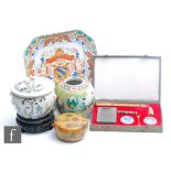 A collection of early to mid 20th Century Chinese items, to include an Armorial type square dish,