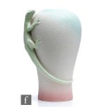 A Carlton Ware Glacielle Lizard vase, the body of tapering form glazed in a green to white to pink