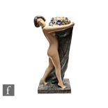 A 1930s L. Rossat for Marcel Guillard French Art Deco model of a nude lady striding forward
