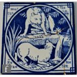 A John Moyr Smith for Minton 6 inch tile from the Fables series pattern 1364 'The wolf and the