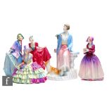 Five assorted Royal Doulton figurines comprising Queen Elizabeth the Queen Mother HN3230, S/D, Sweet