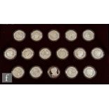 Elizabeth II - Sixteen silver proof 1981 Royal Marriage Commemorative coin collection, cased. (16)