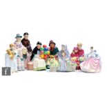 Six assorted Royal Doulton figurines from the Miniature Street Vendors comprising The Orange Lady