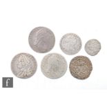 Edward I to George II - Longcross half penny, Edward IV groat (clipped), shillings 1696, 1697,