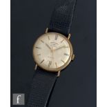 A mid 20th Century 9ct hallmarked Rotary automatic wrist watch, batons to a silvered circular dial