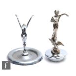 A 20th Century chrome car mascot modelled as a classical figure on a winged wheel standing on a