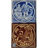 Two John Moyr Smith 6 inch tiles from the Early English History series, pattern 1344 comprising