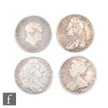 William III to George III - Halfcrowns 1697, 1707, 1746 and 1819. (4)