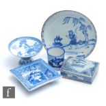 A collection of Chinese Qing Dynasty (1644-1912) and later blue and white porcelain items, to