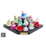 Eleven miniature Royal Doulton ladies comprising Susan M208, Noelle M222, Jane M203, Gail M212,