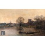R. ALLEN (LATE 19TH CENTURY) - 'Evening, Sonning on Thames', oil on panel, signed, framed, 15.5cm