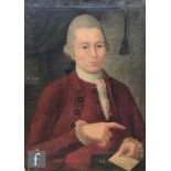 FRENCH SCHOOL (18TH CENTURY) – Portrait of a gentleman wearing a red jacket and waistcoat, oil on