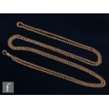 An early 20th Century 9ct faceted belcher link half guard chain, weight 26g, length 124cm,