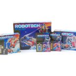 A collection of 1980s Ceji / Revell Robotech Changers, comprising C10, A1, A3, C2 and D2, plastic