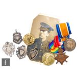 A World War One medal trio to Spr A. Flood R.E, British War and Victory Medals numbered 125, 1914-15