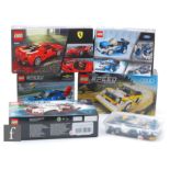 Five Lego Speed Champions sets, comprising 75885 Ford Fiesta M-Sports WRC, 76896 Nissan GT-R