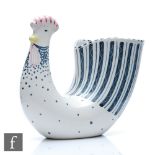 A Rye Pottery vase designed by David Sharp in the form of a stylised cockerel with painted