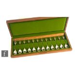 A cased set of twelve hallmarked silver Royal Horticultural Society Flower spoons, total weight