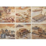 JOBSON (20TH CENTURY SCHOOL) - World War Two beach landing and Far East battle scenes with tanks and