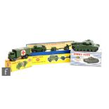 Three Dinky Toys diecast military models, 697 25-Pounder Field Gun Set to include Quad Tractor,