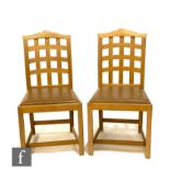 Six early 20th Century light oak Chartwell chairs by and attributed to Heal and Son Ltd, each with a