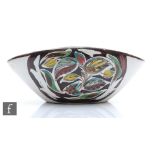 A Denby bowl of high sided oval form, designed by Glyn Colledge, decorated to each side and the