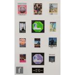 A framed Pink Floyd backstage pass display, comprising twelve individual 1980s/90s backstage passes,