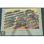 British Railways Locomotives poster, showing the range of steam, diesel and electric locomotives