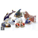 Ten Royal Crown Derby paperweights to include 'Computer Mouse', a Tropical Fish Angel Fish, a