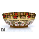 A Royal Crown Derby 1128 Imari pattern octagonal bowl, printed mark, marked as a second, diameter