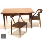 A set of four post war Danish teak Model 16 dining chairs, designed by Johannes Andersen,