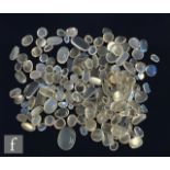 Approximately one hundred and fifty loose cut and polished moonstones, all predominately oval