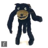 A 1920s Dean's Rag Book Felix the Cat in Keep On Walking pose, black and white mohair, felt ears,