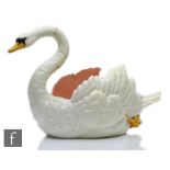 A large early to mid 20th Century jardiniere formed as a swan, impressed Austria, height 36cm, A/F.