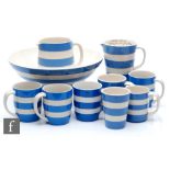 A collection of later 20th Century T.G Green Cornish Ware blue and white banded wares comprising a