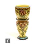 A large late 19th Century Minton Art Nouveau jardiniere and pedestal stand decorated in the