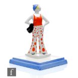 A Wedgwood Clarice Cliff Collectors Club handpainted Lido Lady dressed in red polka pantaloons and a
