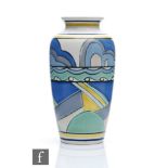 A later 20th Century Poole Pottery Studio vase decorated with a repeat abstract pattern in tones