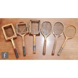 A mid 20th Century or later Grays of Cambridge tennis racket with frame press, another ‘The