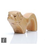 A ceramic bulldog finished with a buff coloured glaze, in the manner of Bovey Pottery, height 7cm.